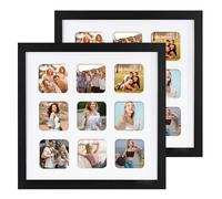 2 Pack 10 Inch Black Multi Aperture Photo Frames, 9-Photo Collage Frames for Wall or Desk, Modern Home Décor & Gift for Friends Moving Into a New Home