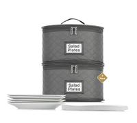 2 Pack 10" Salad Plate Quilted Cases - China Storage Container - Stackable With Padded Interior to Store your Dinnerware Dishes - Great for Luncheon Plates and Pasta Bowls