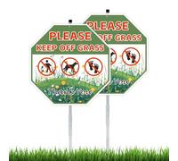 2 Pack 10" x 28" Please Keep Off Grass Yard Signs with Stake and Accessories, Reflective Aluminum Stay Off Lawn Sign, Garden Metal Signs for Outdoor Lawn, Do Not Walk on Grass