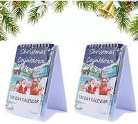 2 Pack 100 Day Christmas Countdown Calendar 2025 - Tear Off 100 Day Christmas Advent Calendars, Desktop Advent Calendars For Home Offices Room Decor, Home Decor Calendar With Week Dates