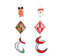 2 Pack 100cm Christmas Santa Snowman Wind Spinner Curly Windmill Decorations, Hanging Wind Twister with Tail Whirligigs Crafts Gifts Ornaments for Indoor Outdoor Yard Patio Lawn Garden Decor