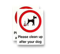 2 PACK - 105mm X 140mm PLEASE CLEAN UP AFTER YOUR DOG Self Adhesive Stickers - Sign, Notice, Decal, Warning, Dog Mess