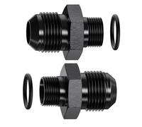 2 Pack 10AN Male to M18 x 1.5 Male Flare Fitting Adapter, Straight Black Anodized Aluminum Hex Thread Connector for Fuel Line, Oil Line, Coolant Line, LS Swap & Automotive Fluid Transfer Applications