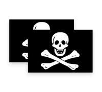 2 PACK - 10cm CLASSIC SKULL AND CROSSBONES Self Adhesive Stickers - Warning, Pirate, Danger, Death Decal
