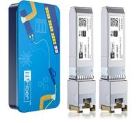2-Pack 10Gb SFP+ RJ45 Transceiver, 10Gbase-T SFP+ Ethernet Module Support 10G/5G/2.5G/1.25G, Compatible with Cisco SFP-10G-T-S,Ubiquiti UF-RJ45-10G,UniFi,Meraki,MikroTik,Supermicro...,30m, 113C chip