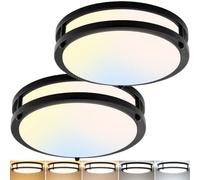 2-Pack 10Inch 30W LED Flush Mount Ceiling Light Fixtures Black, Ultra Bright 3200LM Dimmable Ceiling Lights, 5CCT 2700K 3000K 4000K 5000K 6500K, Ceiling Lamps for Kitchen Hallway Bedroom Bathroom