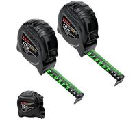 2 Pack 10m/32.8ft Fluorescent Measuring Tape, Width 25mm Metric Tape Measure Heavy Duty - Easy to Read - Night-vision Capable - Retractable, Self-Locking Measurement Tape for Construction Surveyor