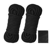 2 Pack 10m/32 Feet Soft Cotton Rope, Black 8mm Long Thick Craft Cotton Cord All Purpose Bondage Rope Durable Twisted Cord with Storage Bag