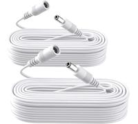 2 Pack 10M/33FT DC Power Extension Cable, 2PCS DC 12V Power Adapter Extension Cord 5.5mm x 2.1mm for CCTV Security Camera/Router/LED Strip Light/Printer and More-White