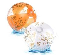 2 Pack 11 Inch Glitter Beach Balls - Abeillo Inflatable Beach Balls - Confetti Ball Water Toys Beach Toys for Beach, Pool Games and Summer Party Favors