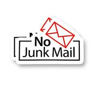 2 PACK - 110mm X 80mm NO JUNK MAIL Self Adhesive Stickers - Sign, Warning, Notice, Letterbox Sticker