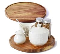 [ 2 Pack ] 12-inch Acacia Wood Lazy Susan Organizers, ACIAZAAZ Lazy Susan Turntable for Cabinet, Kitchen Turntable Storage for Table, Countertop, Pantry