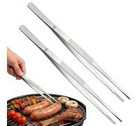 2-Pack 12-Inch Stainless Steel Long Tongs, Extra Long Heat Resistant Cooking Tweezers with Ergonomic Handle, Heavy Duty Metal Tongs for High-Heat Grilling, Baking & Precision Food Handling, Multipurpo