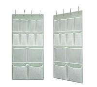 2 Pack-12 Pockets Over Door Hanging Shoes Storage Organiser with 4 Kinds Pouch,Back of Wardrobe Hanging Shelf Storage for Sock,Hat,Underwear,Space-saving Door Caddy for Bedroom,Bathroom,Entrance,Dorm