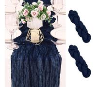 2 Pack 120 Inch Navy Blue Cheesecloth Table Runner Boho Rustic Gauze Sheer Romantic 10 FT Long Cheese Cloth Table Runner for Bridal Baby Shower Wedding Party Birthday Holiday Home Easter Decor