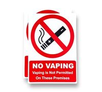 2 Pack - 120mm X 170mm NO Vaping ON These Premises Self Adhesive Stickers - Water Proof - Sign, Notice, Decal, Warning, Smoking, Banned SG234