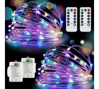 [2 Pack] 12M/120LED Fairy Lights Battery Operated,8 Modes Battery String Lights Waterproof,Battery Powered Fairy Lights with Remote for Indoor/Outdoor Bedroom,Festival,Christmas Decor(Multi-Coloured)