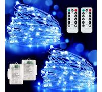 2 Pack 12M/40FT 120LED Battery Fairy Lights Waterproof,8 Modes Indoor/Outdoor String Lights Battery Operated with Remote,Battery Powered Fairy Lights for Bedroom, Festival,Christmas Decorations(Blue)