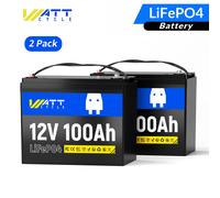 2 PACK 12V 100Ah Group 24(200Ah 5120Wh)LiFePO4 Lithium Battery RV Solar Marine