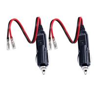 [2 PACK] 12v 12Volt Replacement Cigarette Lighter Male Plug with Leads - Car Adapter Dc Battery Charger Kit Connectors Cigar Plugs Power Supply Accessories Heavy Duty Cord Auto Cable Led Light 15Amp