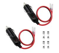 2 Pack 12V 24V Car Cigarette Lighter Plug, 12V Cigarette Lighter Male Plug with Wiring Lead DIY Power Cord, 10A 15A Fuse, LED Indicator, Single Head Terminal for GPS Air Purifier Electric Cup Inverter