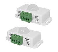 2 Pack 12V/24V PIR Sensor, Motion Sensor Infrared for LED Strips, PIR Timer Controller Dimmer Switch with Motion Detection, Automatic Controller for LED Light Strips, Adjustable Delay Time, White