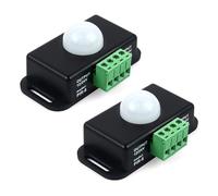 2 Pack 12V/24V PIR Sensor, Motion Sensor Infrared for LED Strips, PIR Timer Controller Dimmer Switch with Motion Detection, Automatic Controller for LED Light Strips, Adjustable Delay Time, Black