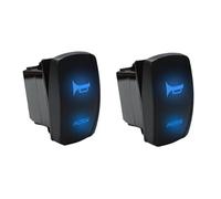 2 Pack-12V Horn Button Momentary Rocker Switch Blue LED and 5 Pin for 12 VoltJohn Deere Polaris Ranger Auto Train ATV UTV RZR Boat Marine Toggle Switch Waterproof