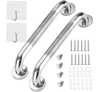 2 Pack 13 inch Anti Slip Shower Grab Bar, 304 Stainless Steel Safe Handle | Bathroom Chrome Grab Bar, Knurled Bathroom Balance Bar,Safety Hand Rail Support,Handicap Elderly Senior Assist Bath Handle