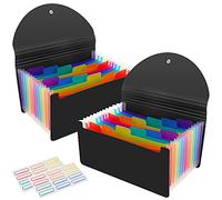 2 Pack 13 Pockets A6 Mini Coupon Organizer Wallet, Expandable Accordion File Organizer for Storage Receipt Cards Coupons Tickets - Black