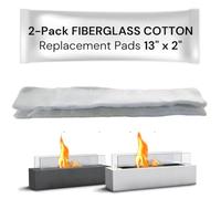 2-Pack 13" x 2" Fiberglass Cotton Replacement Pads for Tabletop Fire Pit to Extend Burn Time - Fiberglass Cloth Insulation for Bioethanol Fuel Fireplace, Outdoor Tabletop Firepit by NovaMode