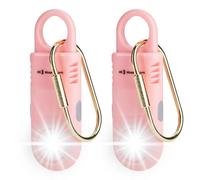 2 Pack 135dB Rechargeable Personal Safety Alarm Torchlight Non Slip Grip Keychain Siren for Women, Gilrs, College Students. Emergency Mutual SOS Paging Alerts Loud Sound Hiking Alarm. Pink