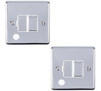 2 Pack 13A Dp Switched Fuse Spur & Flex Outlet Chrome & White Isolation