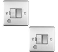 2 Pack 13A Dp Switched Fuse Spur & Flex Outlet Satin Steel & Grey Isolation