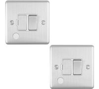 2 Pack 13A Dp Switched Fuse Spur & Flex Outlet Satin Steel & White Isolation