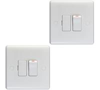2 PACK 13A DP Switched Fuse Spur & Flex Outlet WHITE Mains Appliance Isolation