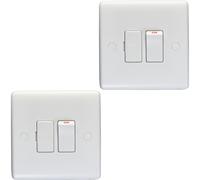 2 PACK 13A Switched Fuse Spur - WHITE Mains Isolation Appliance Wall Plate