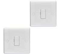 2 PACK 13A Unswitched Fuse Spur - WHITE Mains Isolation Appliance Wall Plate