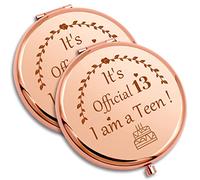 2 Pack 13th Birthday Gifts for Girls Pocket Makeup Mirror 13 Year Old Birthday Gifts for Daughter Granddaughter Happy 13th Birthday Gifts for Niece Friend Sister Bestie Travel Compact Mirror 2 Pieces