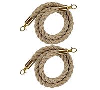 2-Pack 14 Ft Hemp Rope for Crowd Control - Durable Event Queue Management with Polished Metal Hooks - Ideal for Parties, Weddings, and Outdoor Events