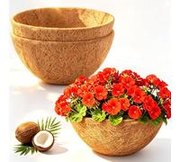 2 Pack 14 Inch Hanging Basket Coco Liners Replacement, Pre-Formed Natural Coconut Coir Fiber for Planter Basket - Round Liners for Flowers Vegetables, Drainage & Retain Moisture