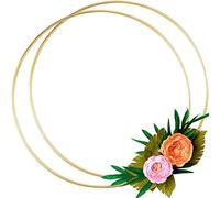 2 Pack 14 Inch Large Metal Floral Hoop Wreath Macrame Gold Hoop Rings for Making Wedding Wreath Decor and DIY Dream Catcher Wall Hanging Crafts