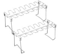 2 Pack 14-Slot Stainless Steel Chicken Wing And Leg Rack For Grilling, Foldable Structure, Ideal For Smokers And Outdoor Bbqs, High-Temperature Resistant, Simple To Clean