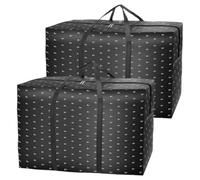 2 Pack 140L Extra Large Heavy Duty Moving Bags - Thicker Waterproof Storage Bags with Zips for Moving, Travelling, Camping, University, Garden Tools & Holiday Decorations - Black
