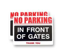 2 PACK -140mm X 100mm No Parking In Front Of Gate Self Adhesive Stickers - Sign, Caution, Driveway Warning, Private Property