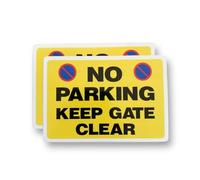 2 PACK - 140mm X 100mm No Parking Keep Gate Clear Self Adhesive Stickers - Sign, Caution, Driveway Warning, Private Property