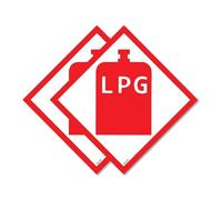 2 PACK - 140mm X 140mm LPG Self Adhesive Stickers - Water Proof - Sign, Notice, Decal, Warning, Campervan, Van, Car SG235