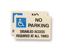 2 PACK - 140mm X 95mm No Parking Disabled Access Required Self Adhesive Stickers - Sign, Caution, Warning, Private Property, Disability