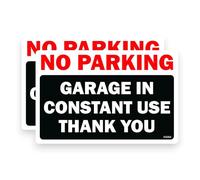 2 PACK - 14cm X 10cm No Parking Garage In Constant Use Self Adhesive Stickers - Black/White/Red, Sign, Caution, Driveway Warning, Private Property, Gates Decal SG177