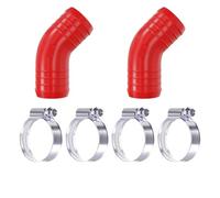 2 Pack 14mm 45 Degree Hose Elbow Joiner + 4 Worm Drive Clips Red | 3D printed ABS, made in the UK | Zinc plated steel clamps included | Ribbed barbs for a secure grip | -20°C to +105°C